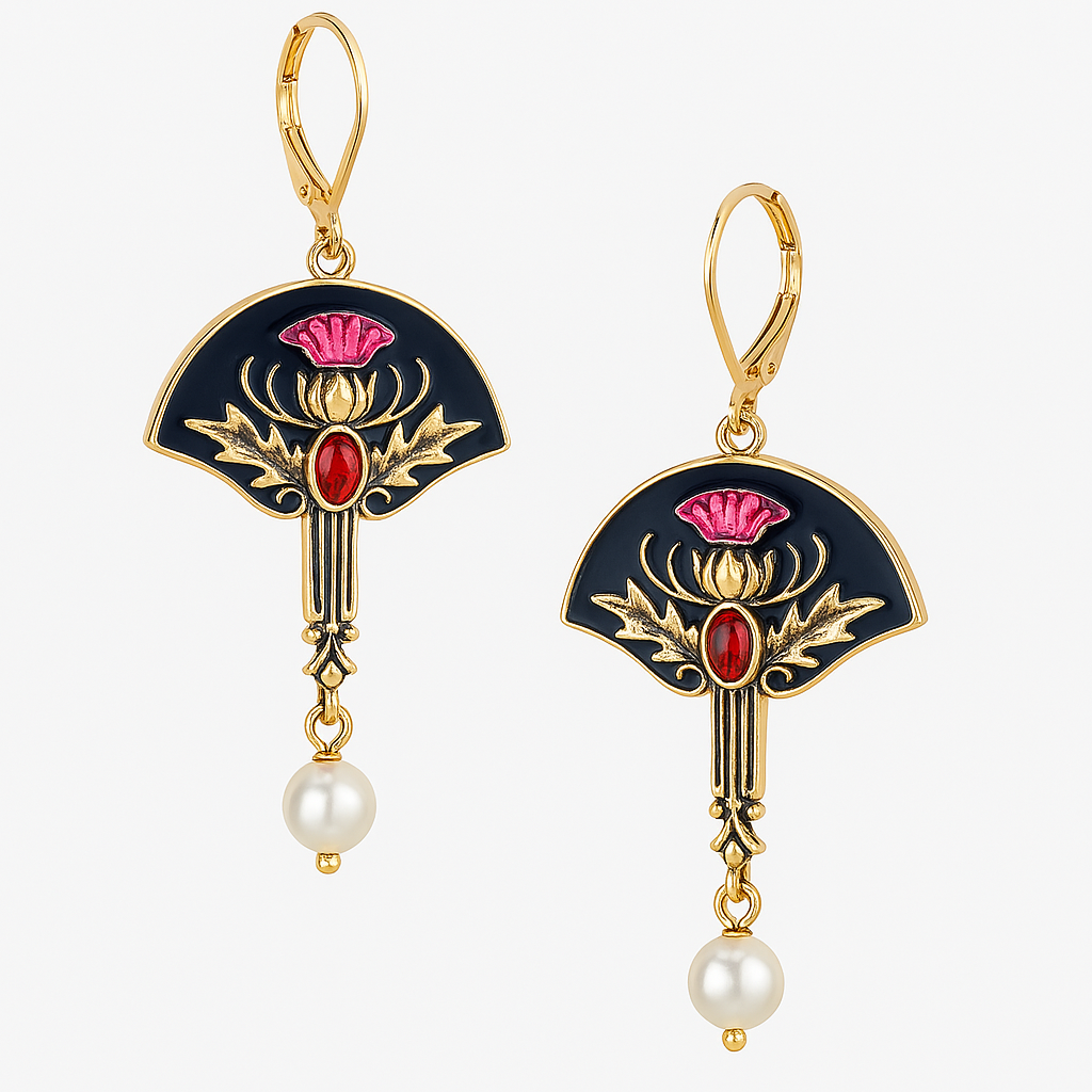 Bohemian earrings with red crystal pearls