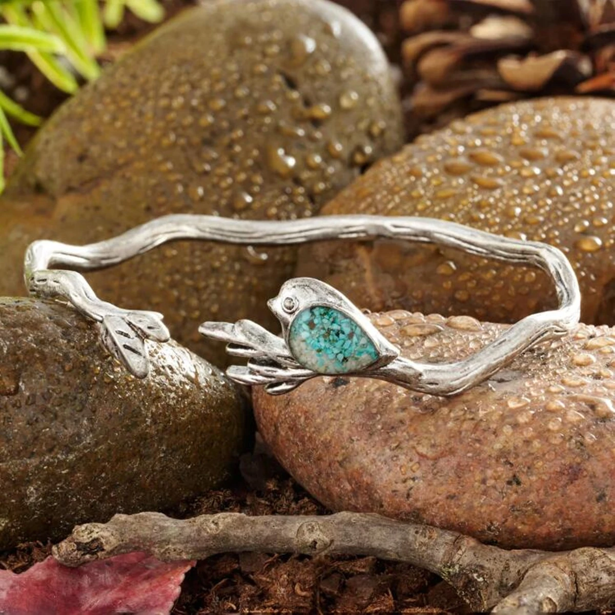 Silver bird bracelet