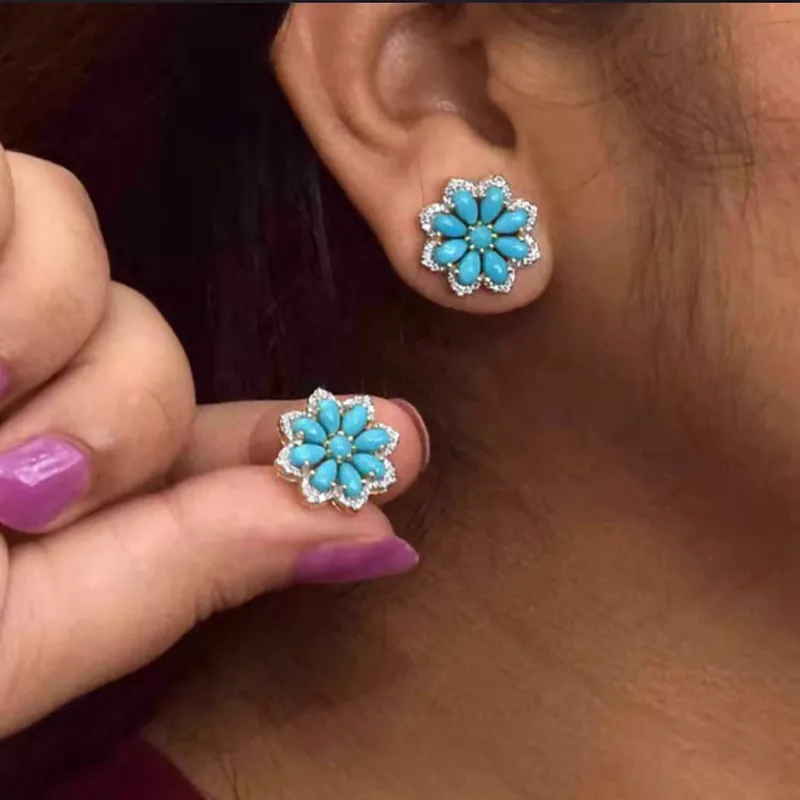Blue flower earrings