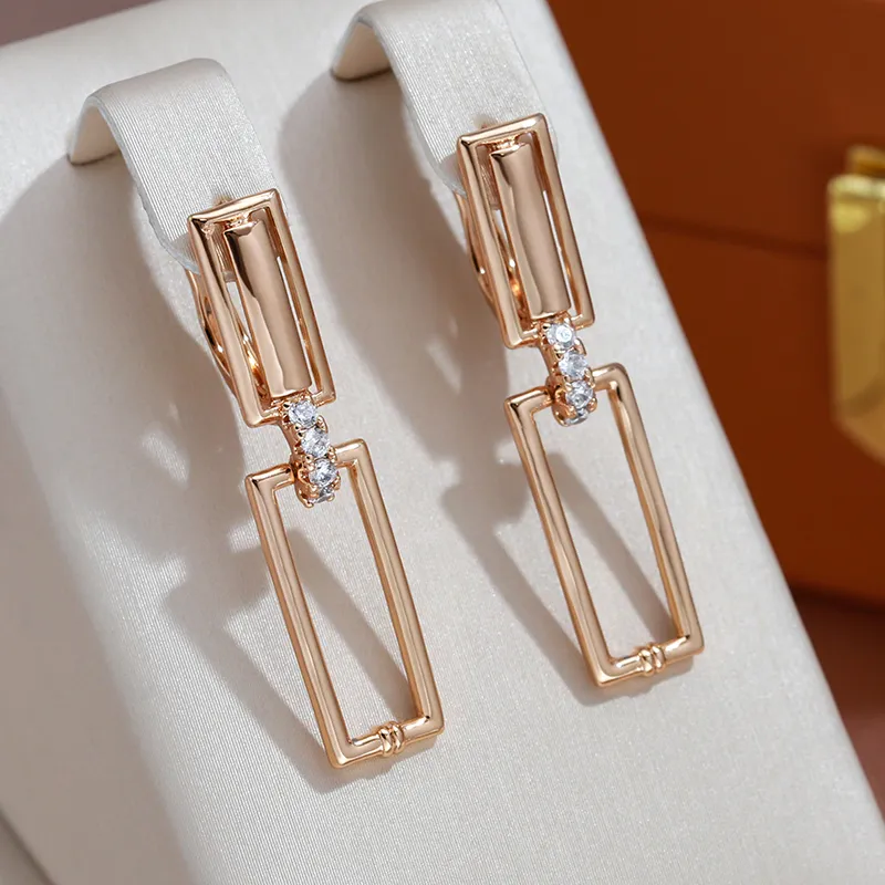 Elegant hollow rectangular earrings