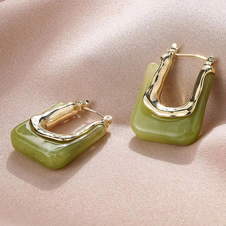 Enamel earrings green