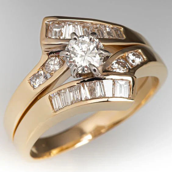 Irregular ring with golden zirconia