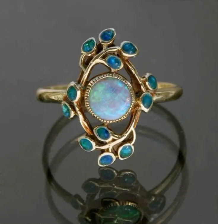 Crystal Depth | Blue Ring with Opal Crystals