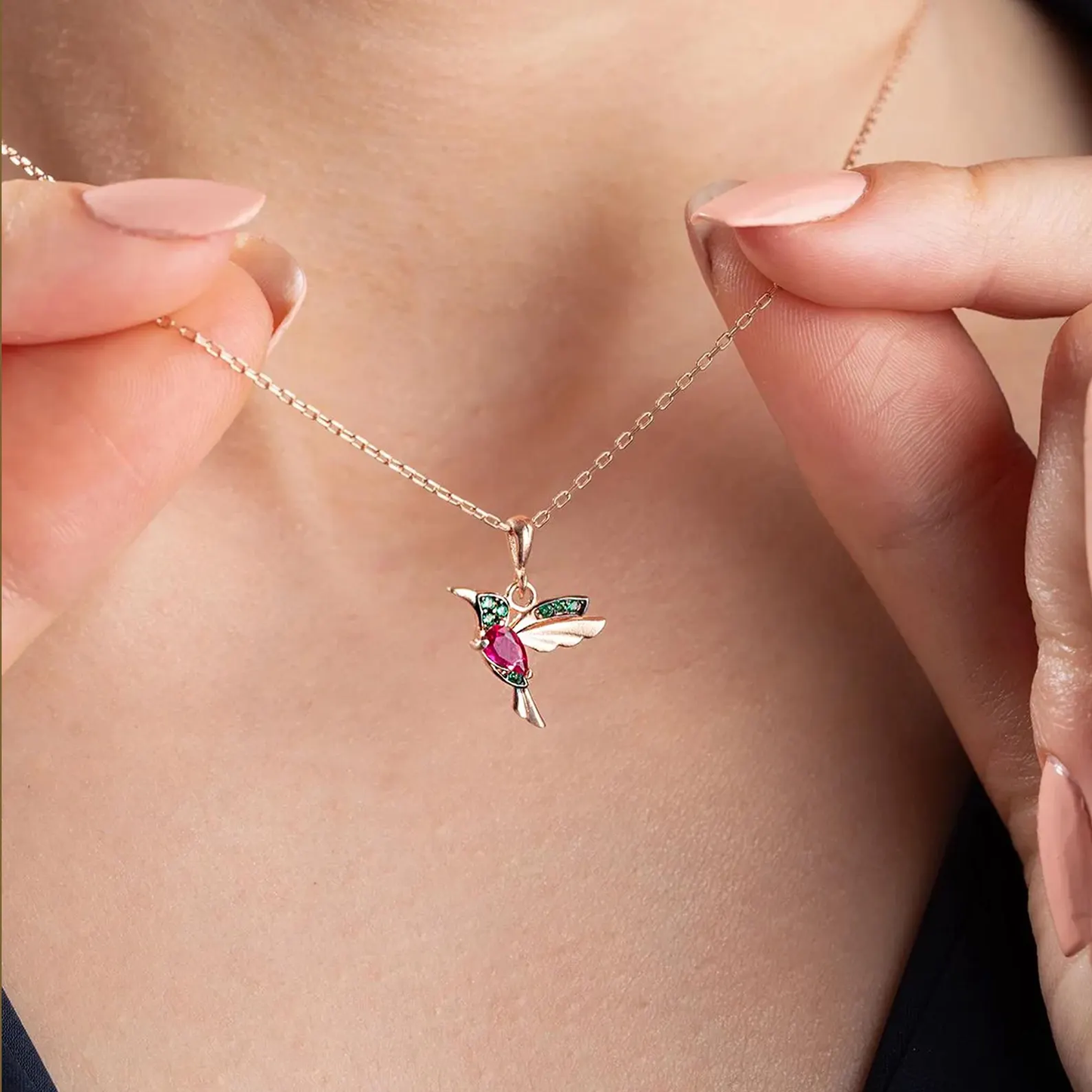 Red hummingbird necklace