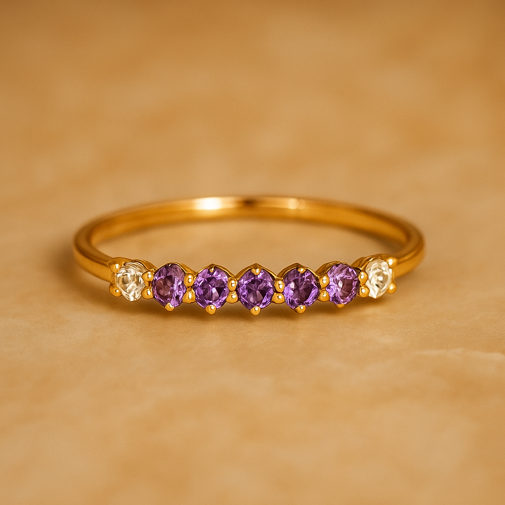 Ring with fine purple zirconia
