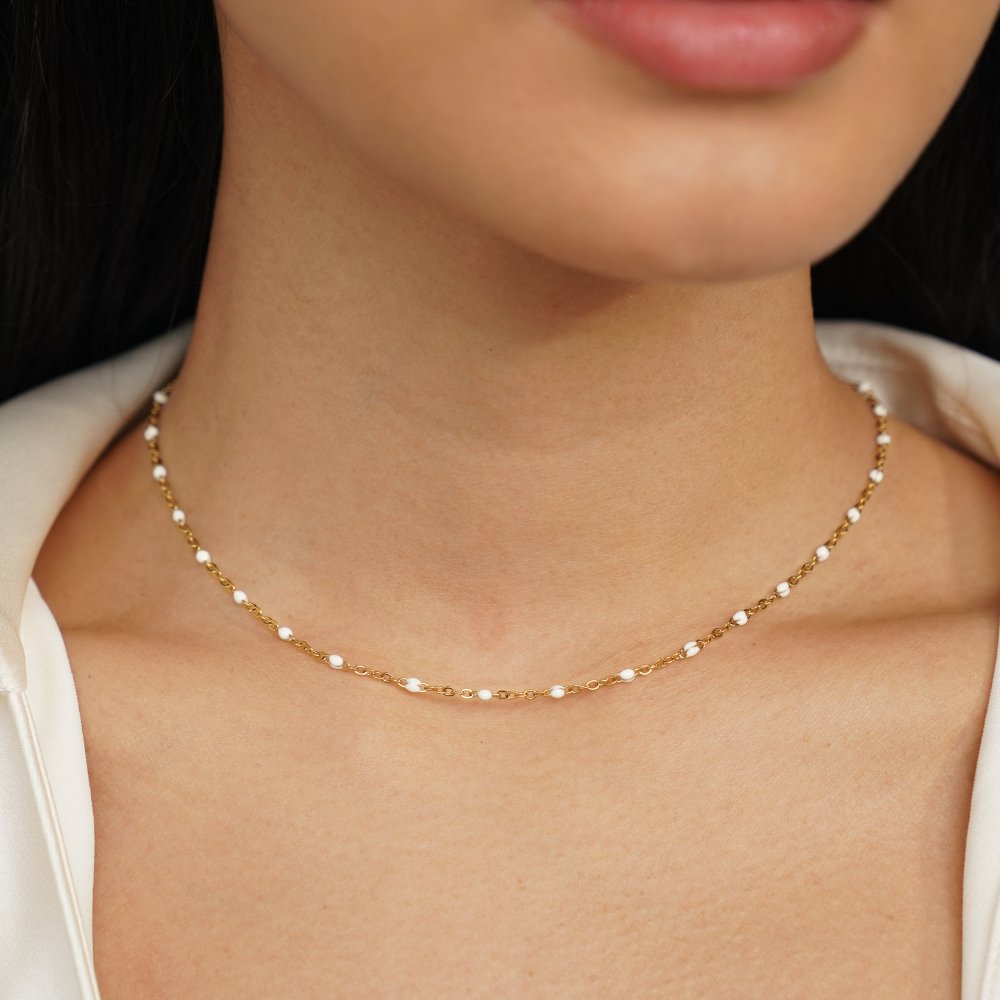 Necklace of clean white beads