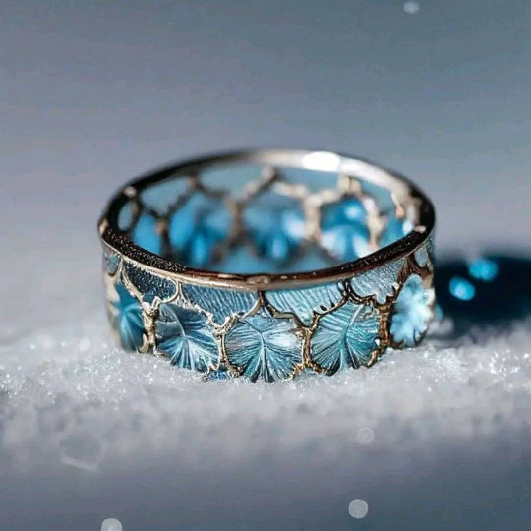 Exotic blue coral ring