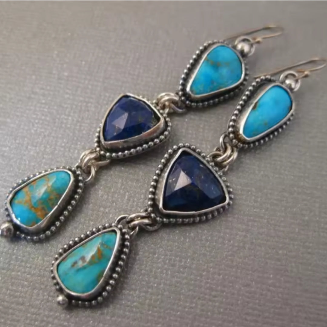 Blue stone dangle earrings