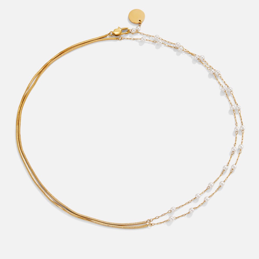 Long pearl chain necklace