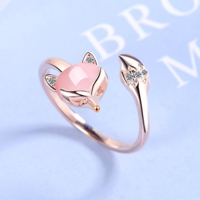 Pink zirconia fox ring
