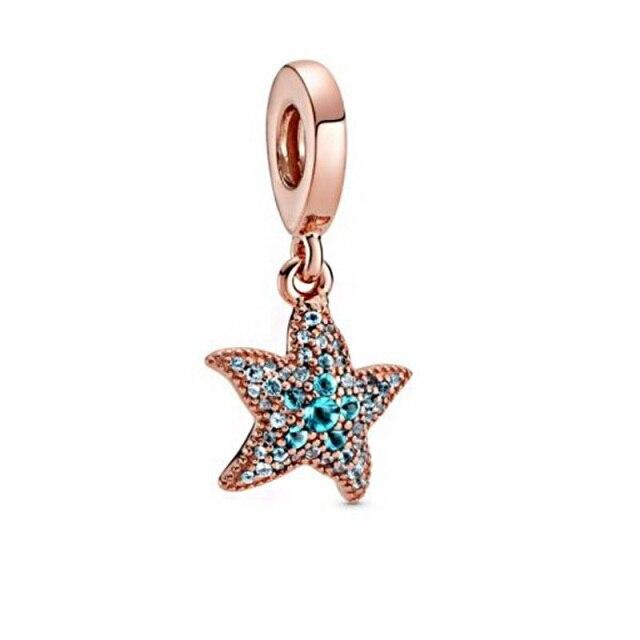 Pink zirconia plated starfish charm
