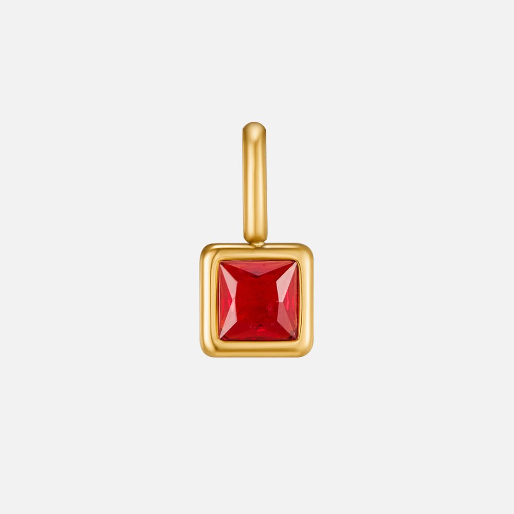 Square Birthstone Pendant Necklace