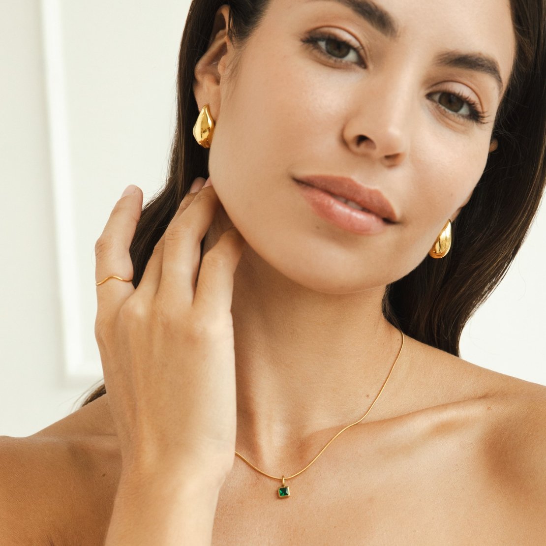 Square Birthstone Pendant Necklace