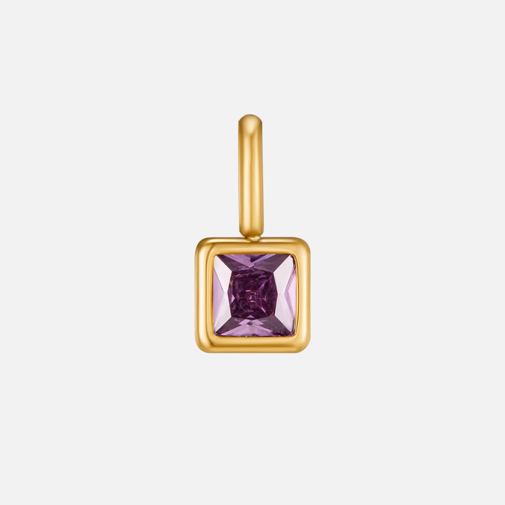 Square Birthstone Pendant Necklace