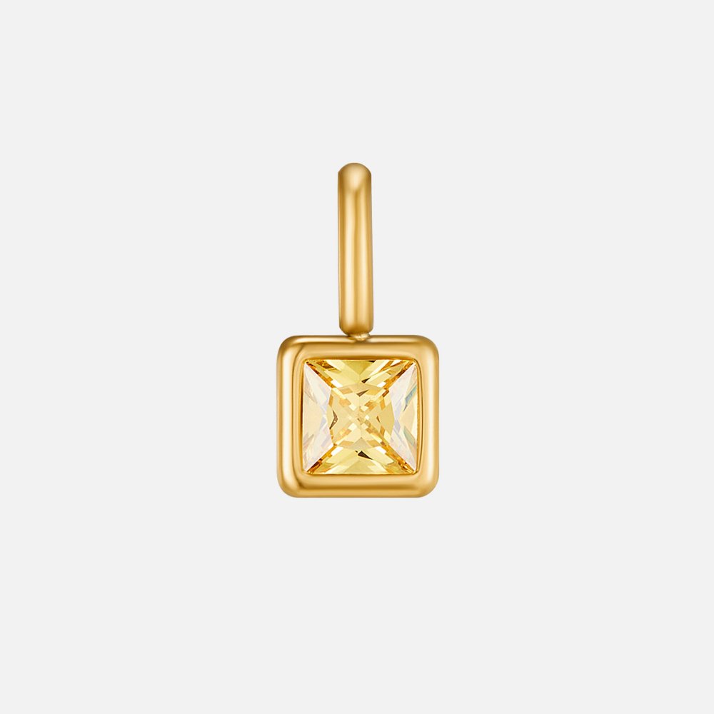 Square Birthstone Pendant Necklace