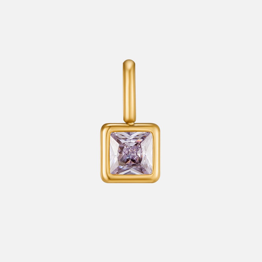 Square Birthstone Pendant Necklace