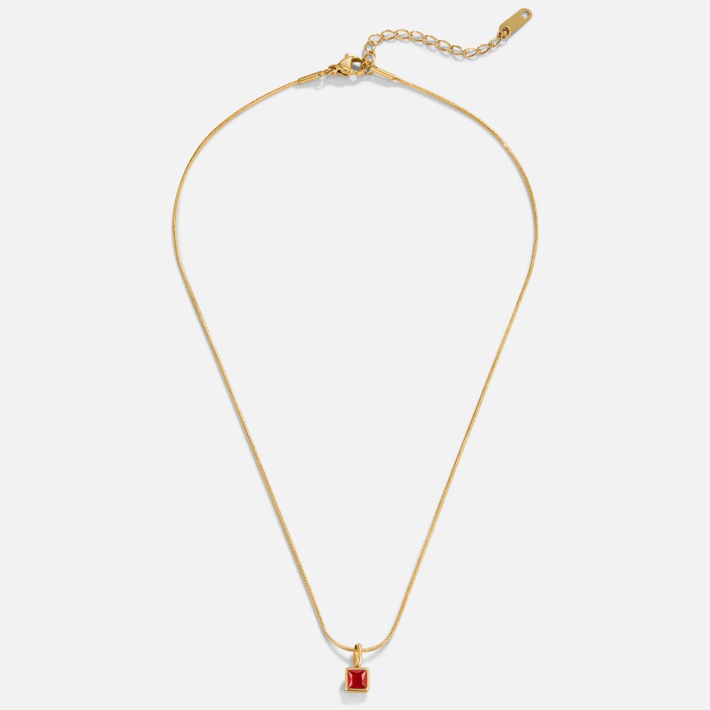 Square Birthstone Pendant Necklace
