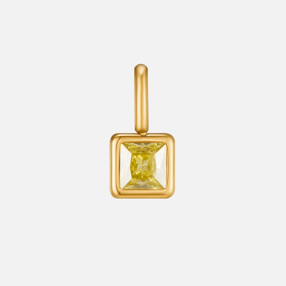 Square Birthstone Pendant Necklace