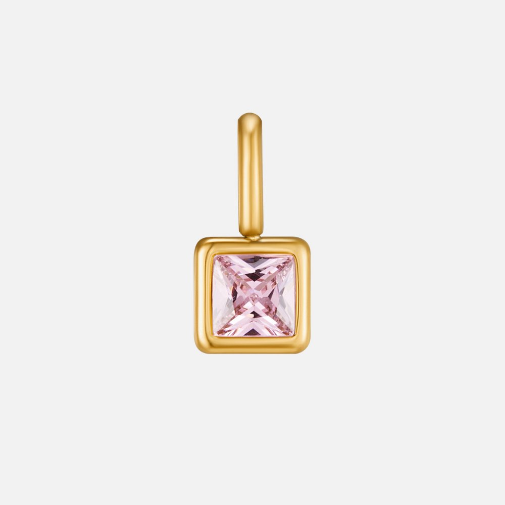 Square Birthstone Pendant Necklace