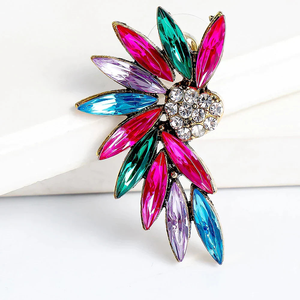 Heart wing earrings with multi-colored diamonds