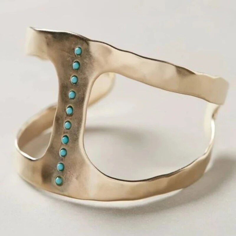 Open ring with turquoise inlay