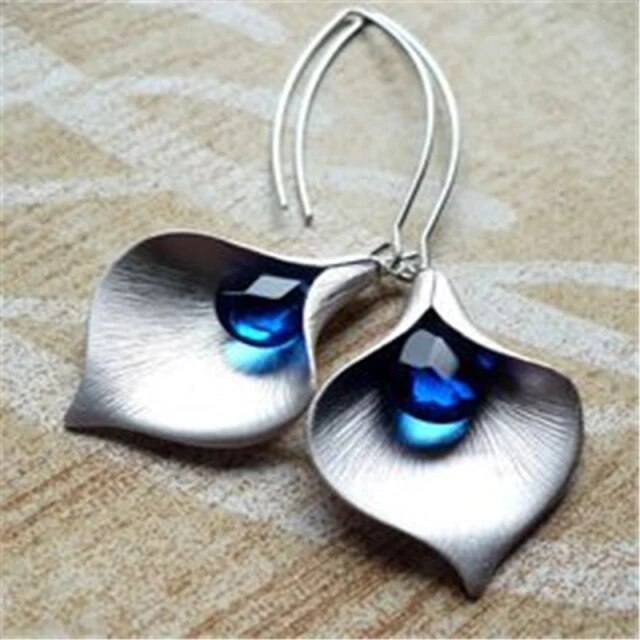 Blue lotus earrings