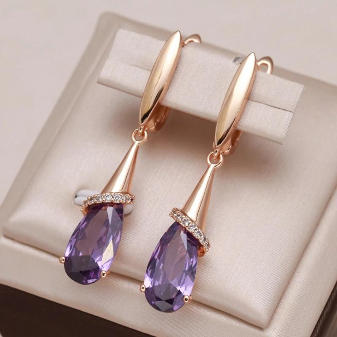 Elegant purple zirconia earrings