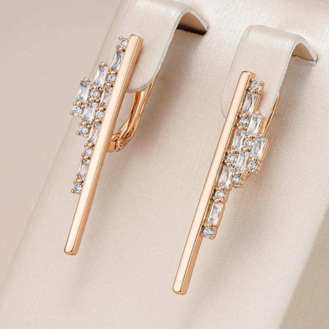 Elegant earrings with zirconia inlays