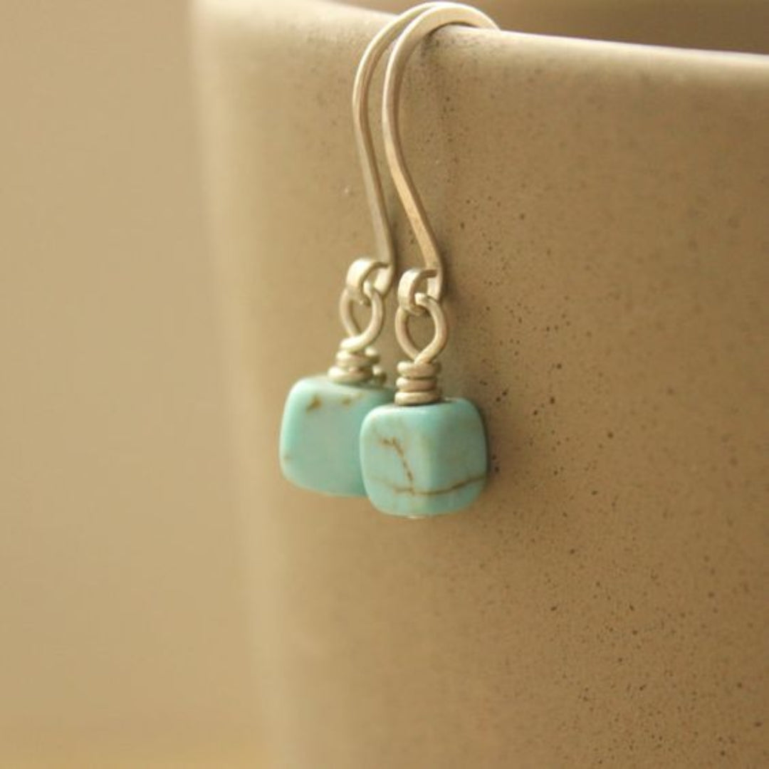 Blue cube earrings