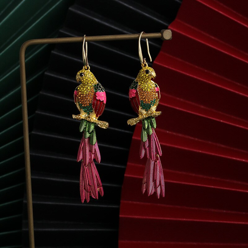 L earrings with multi-colored crystals