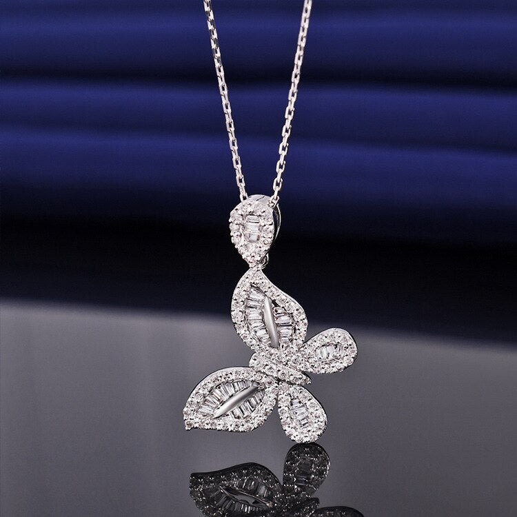 Luxury butterfly necklace with sparkling zircons