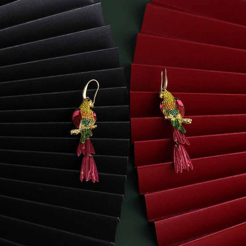 L earrings with multi-colored crystals