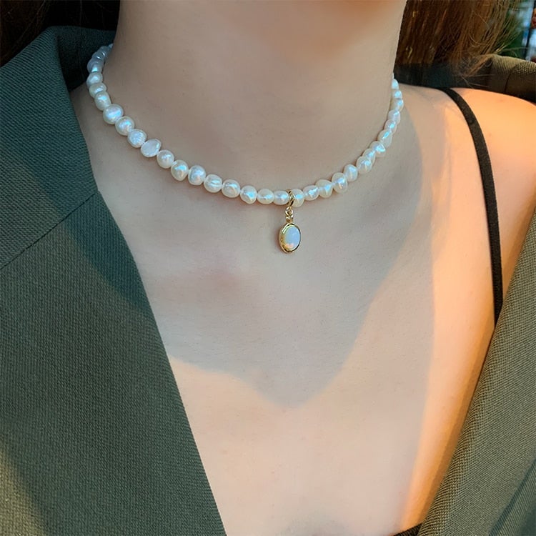 Moonstone pearl pendant