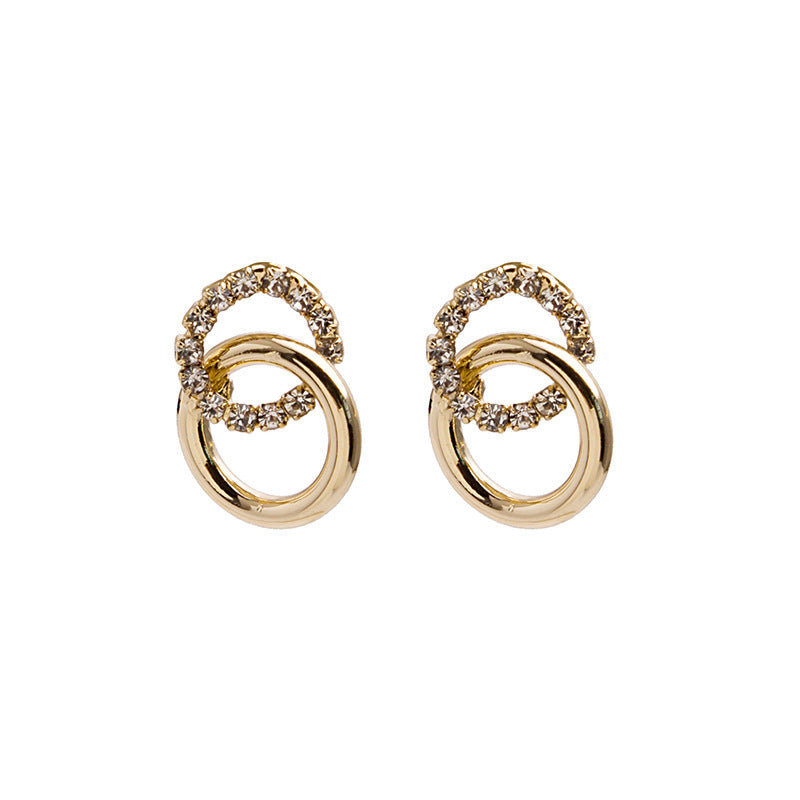 Simple double circle earrings with zircons
