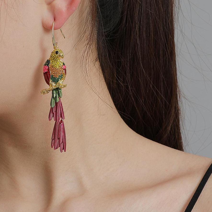 L earrings with multi-colored crystals