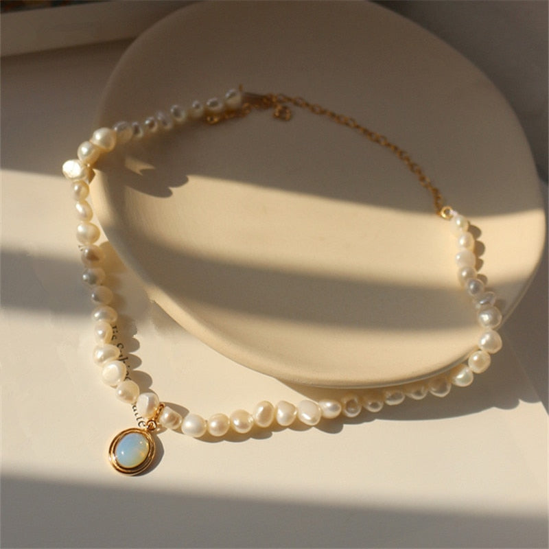 Moonstone pearl pendant