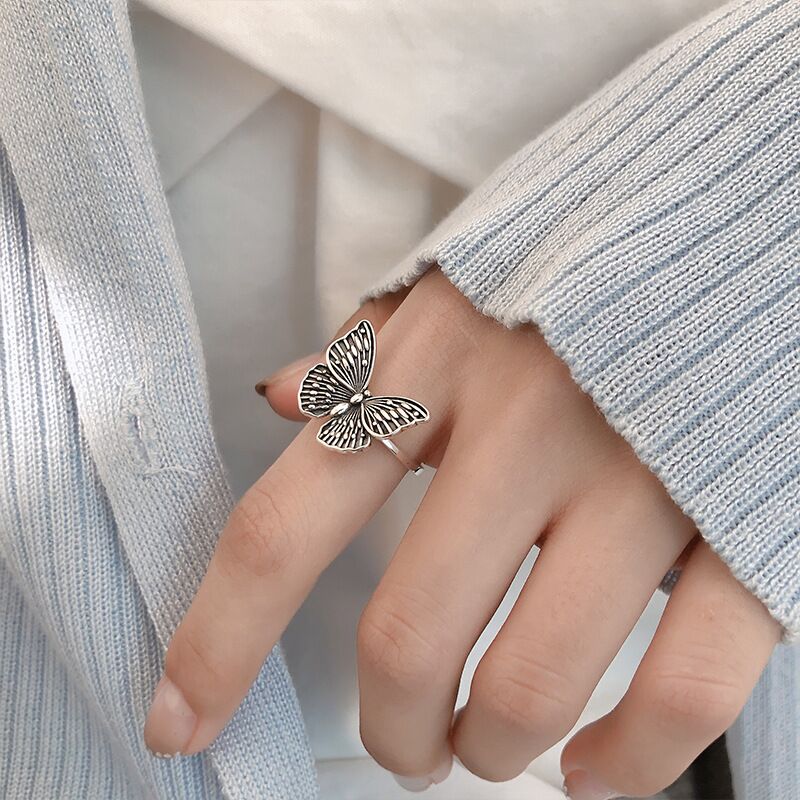 Silver butterfly ring