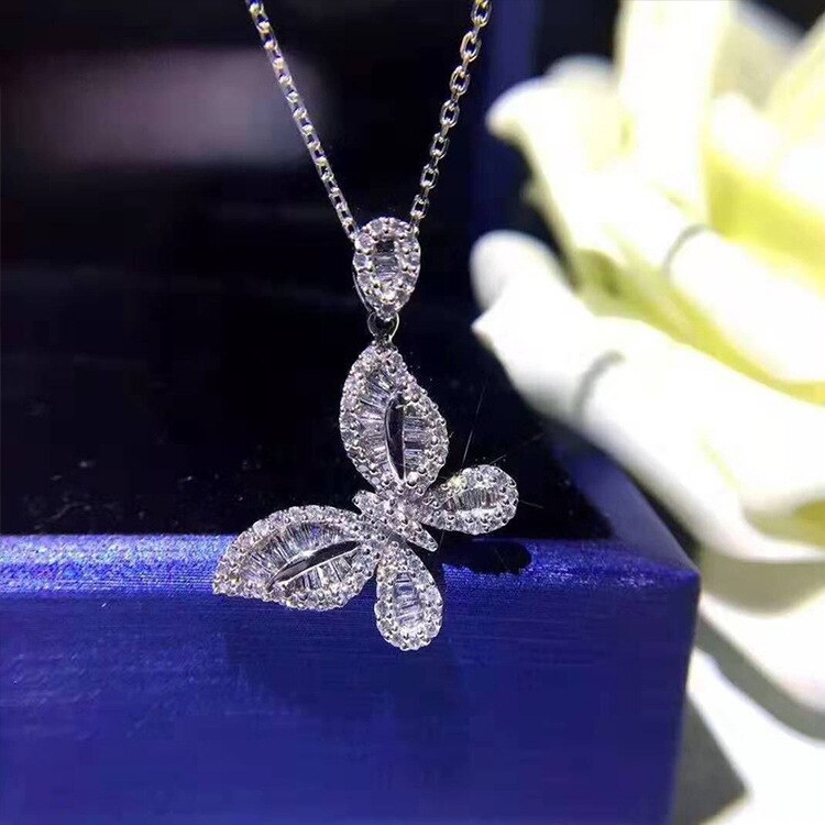 Luxury butterfly necklace with sparkling zircons