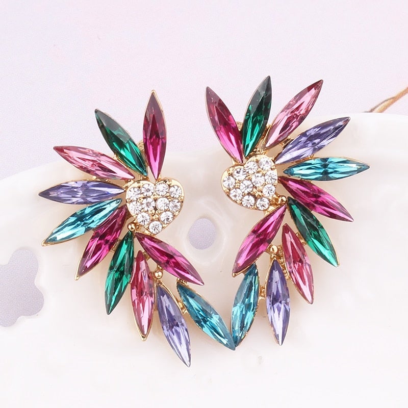 Heart wing earrings with zircons