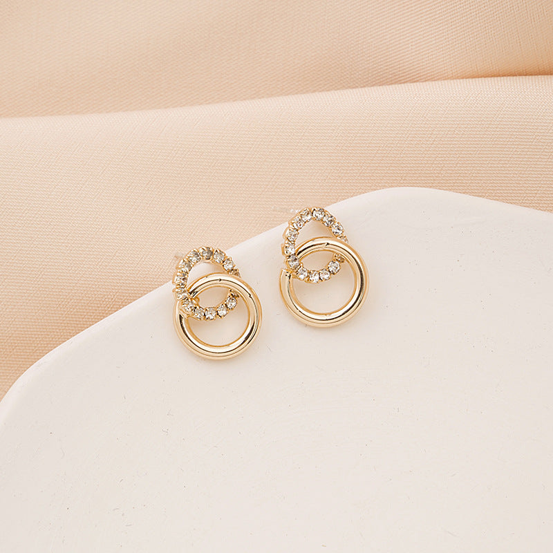 Simple double circle earrings with zircons