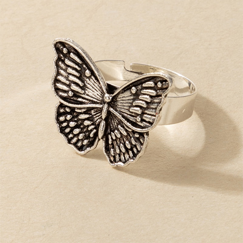 Silver butterfly ring
