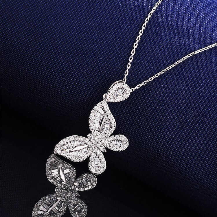 Luxury butterfly necklace with sparkling zircons