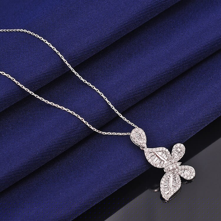 Luxury butterfly necklace with sparkling zircons