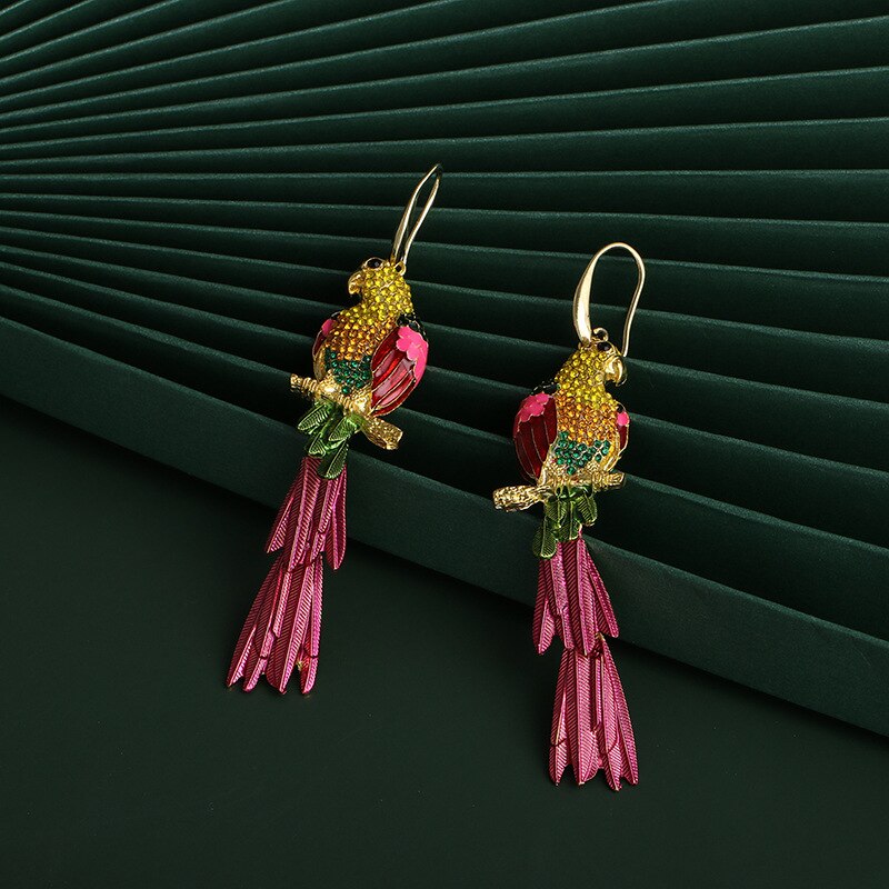L earrings with multi-colored crystals