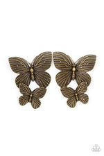 Load image into Gallery viewer, Blushing Butterflies - Brass Earrings
