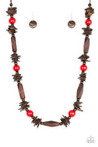 COZUMEL COAST RED Wood Necklace