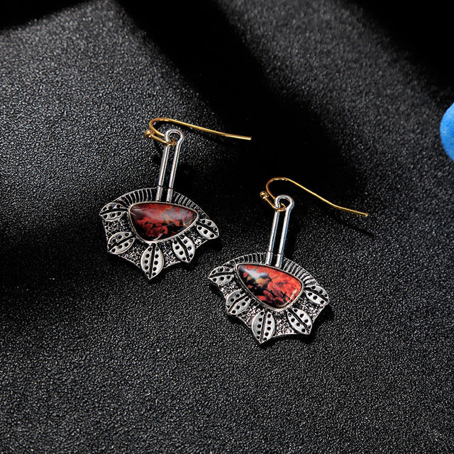 Red stone earrings