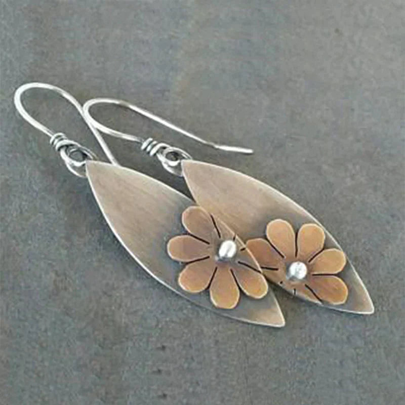 Bronze flower earrings
