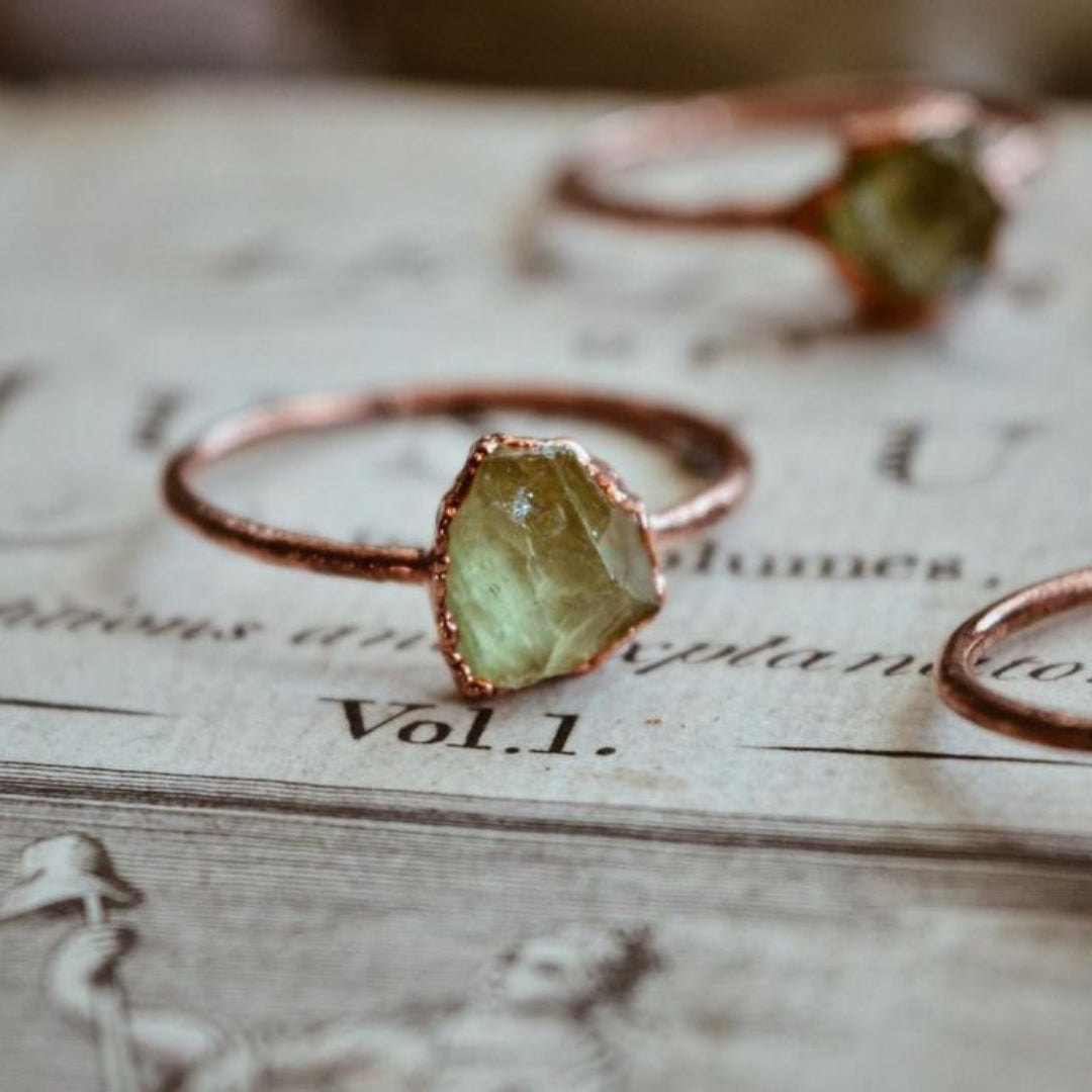 Pink green stone ring