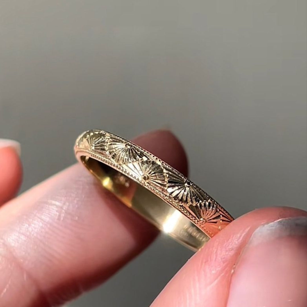 Mandala inlaid ring